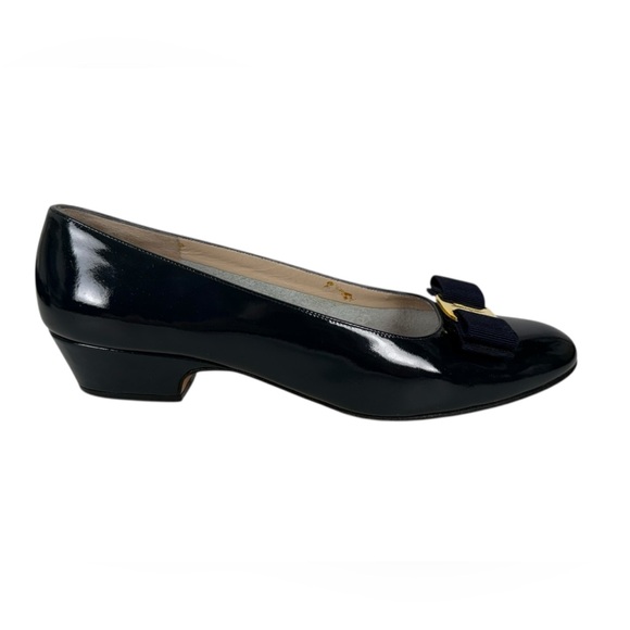 Salvatore Ferragamo Patent Leather Bow Pumps Blue Womens 8 AA 2A Casual Formal main image 12